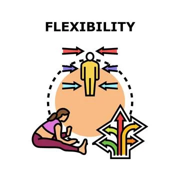 Flexibility concept combining physical exercise and business adaptation Stock Illustration