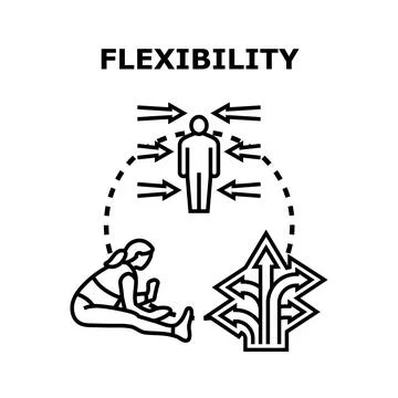 Flexibility concept combining physical exercise and business adaptation Stock Illustration