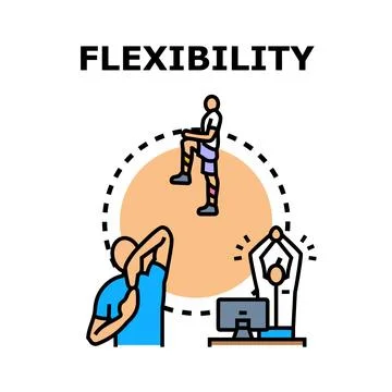 Flexibility concept, people doing stretching and exercise Illustrazione stock