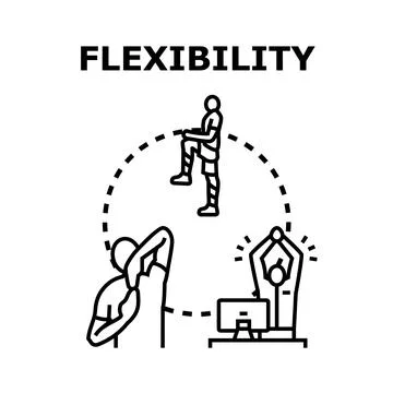 Flexibility concept, people doing stretching and exercise Stock Illustration