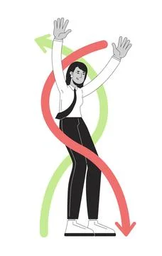 Flexibility soft skill in workplace line illustration concept Stock Illustration
