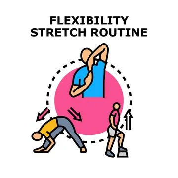 Flexibility stretch routine for body wellness and fitness Stock Illustration