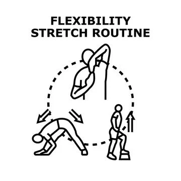 Flexibility stretch routine for body wellness and fitness Stock-Illustration