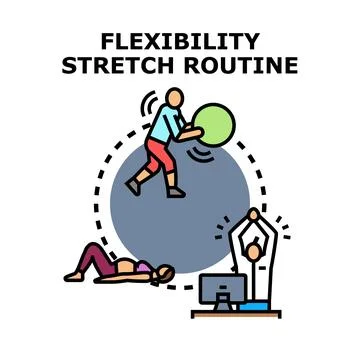 Flexibility stretch routine for daily physical wellness Stock-Illustration
