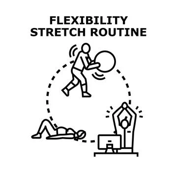 Flexibility stretch routine for daily physical wellness Stock Illustration