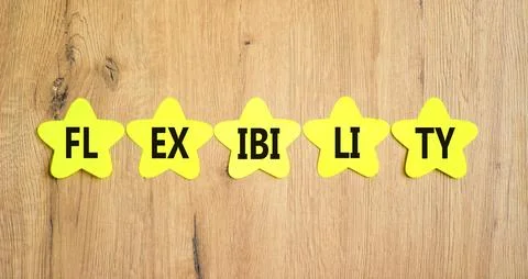 Flexibility symbol. Concept word Flexibility on beautiful yellow paper star.. Foto stock