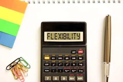 Flexibility symbol. Concept word Flexibility on beautiful black calculator... Stock Photos