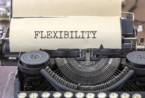 Flexibility symbol. Concept word Flexibility typed on beautiful old retro t.. 库存照片