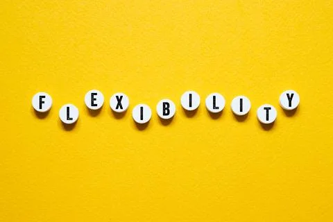 Flexibility - word concept on building blocks, text Stock Photos