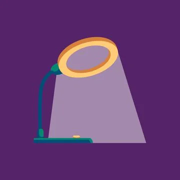 Flexible adjustable electric led desk lamp with flow a flat vector illustration. Stock Illustration