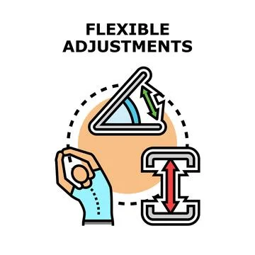 Flexible adjustments concept with stretching and measurement icons Stock Illustration