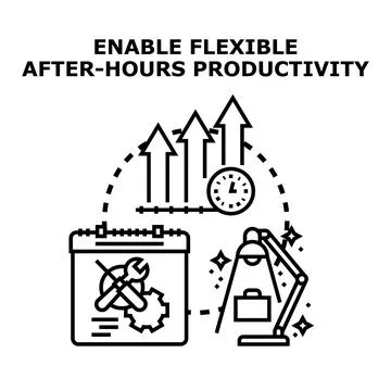 Flexible after hours productivity enabling business growth concept Stock Illustration