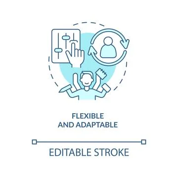Flexible and adaptable turquoise concept icon Illustrazione stock