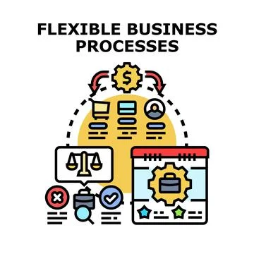 Flexible business processes adaptable management strategy concept Stock Illustration