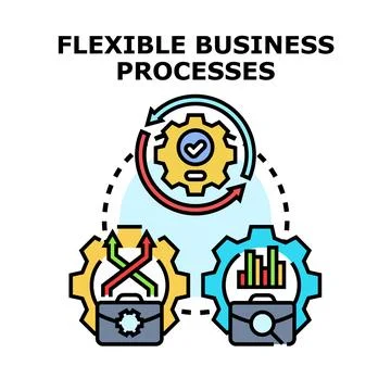 Flexible business processes digital concept illustration Stock Illustration