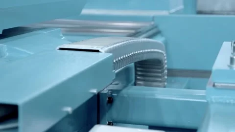 Flexible cable channel for protecting cables and hoses in mechanisms Stock Footage 333387144
