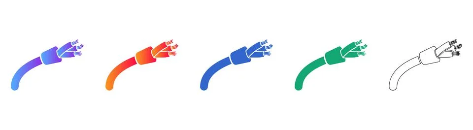 Flexible Cable Icons for Engineering and Tech Stock Illustration