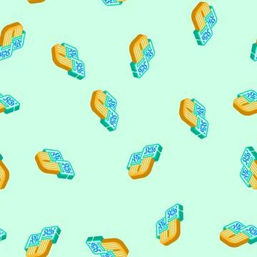 Flexible circuit board bending isometric icon seamless pattern イラスト素材