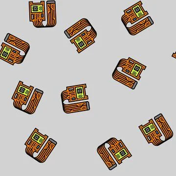 Flexible circuit board bending vector seamless pattern イラスト素材