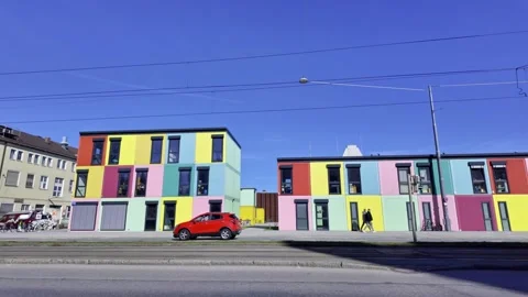 Flexible Container Systems n Modular Buildings, Mobile Room Service in Munich Stock Footage 267575287