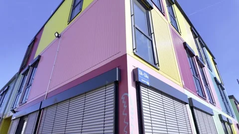 Flexible Container Systems n Modular Buildings, Mobile Room Service in Munich Stock Footage 267577830