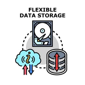 Flexible data storage concept managing digital information イラスト素材