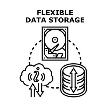 Flexible data storage concept managing digital information 库存插图