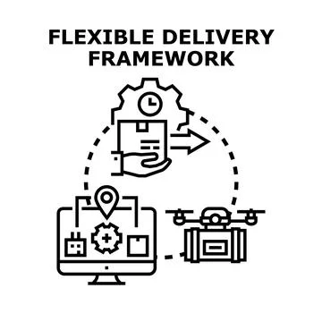 Flexible delivery framework concept using modern logistics Stock Illustration