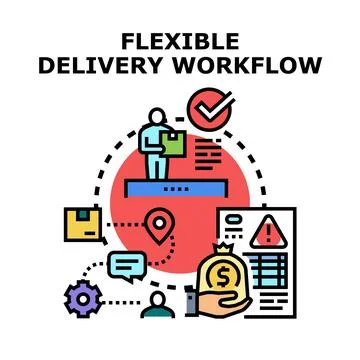 Flexible delivery workflow concept tracking global logistics process 스톡 일러스트