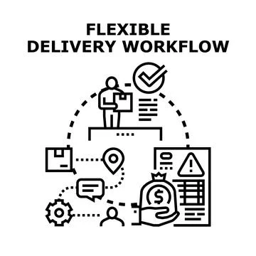 Flexible delivery workflow concept tracking global logistics process 스톡 일러스트