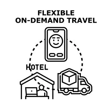Flexible on demand travel services via mobile app Stock Illustration