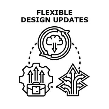 Flexible design updates concept with modular development process Stock Illustration