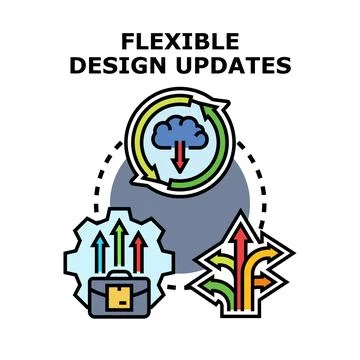 Flexible design updates concept with modular development process Illustrazione stock