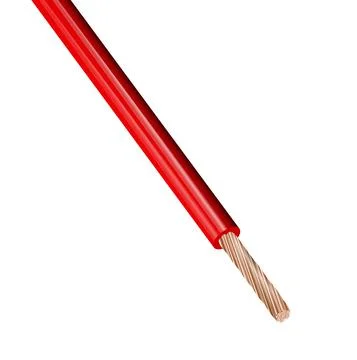 Flexible electrical copper cable isolated on white background. cable with red Stock Illustration