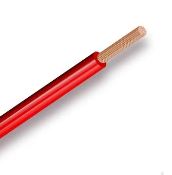 Flexible electrical copper cable isolated on white background. cable with red Stock Illustration