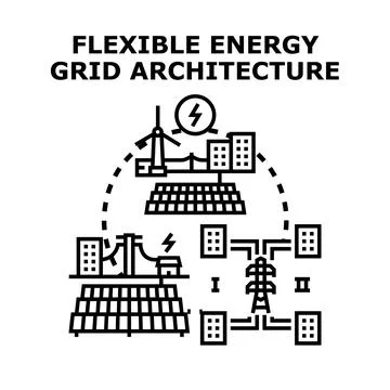Flexible energy grid architecture distributing renewable power Stock Illustration