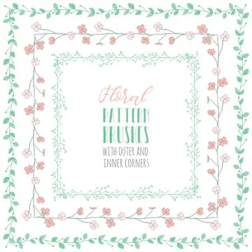 Flexible Floral Pattern Brushes with Branches and Flowers Stock Illustration
