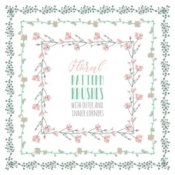 Flexible Floral Pattern Brushes with Branches and Flowers Stock Illustration