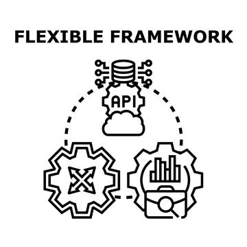 Flexible framework concept illustrating adaptable software development Ilustración de archivo