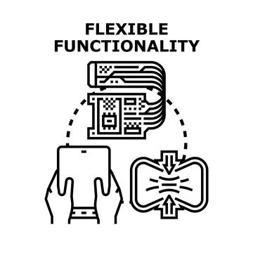 Flexible functionality digital technology concept demonstrating adaptability Stock Illustration