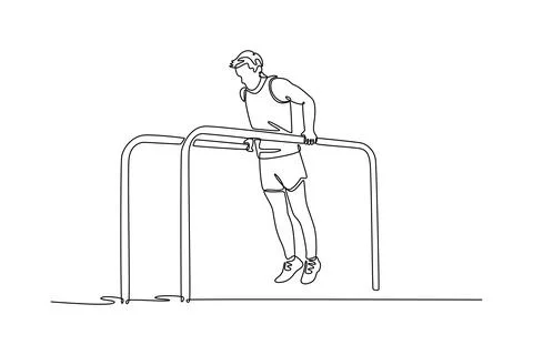 Flexible gymnast exercise parallel bars in championship gymnastics イラスト素材