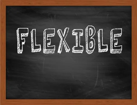 FLEXIBLE  hand writing text on black chalkboard Stock Illustration