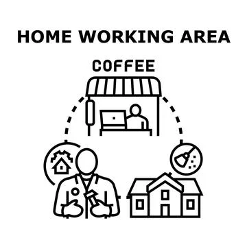 Flexible home working area concept with job mobility Stock Illustration