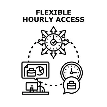 Flexible hourly access concept for efficient time management Stock Illustration