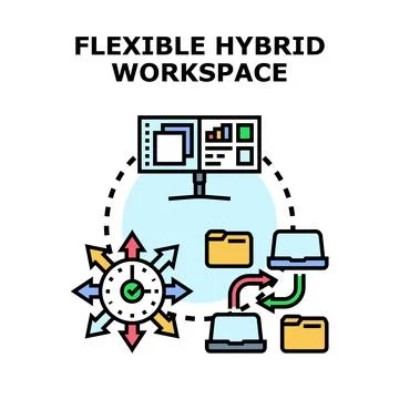Flexible hybrid workspace concept vector illustration Stockillustratie