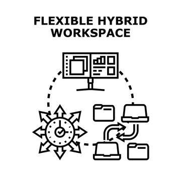 Flexible hybrid workspace concept vector illustration Stock Illustration