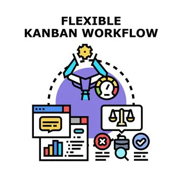 Flexible kanban workflow concept for project management Stock Illustration