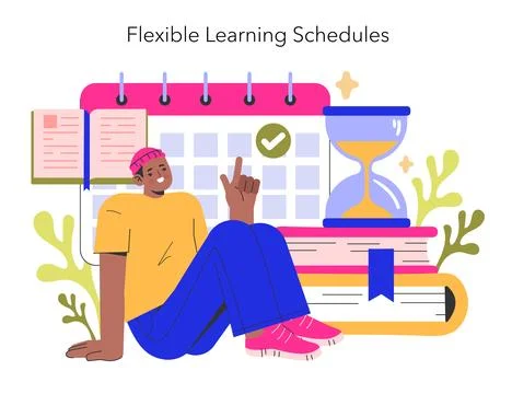 Flexible Learning Flat Vector illustration Stock Illustration