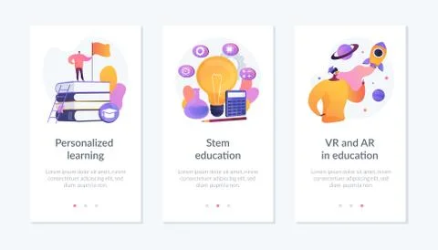 Flexible learning process app interface template. Stock Illustration