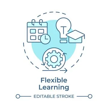 Flexible learning soft blue concept icon Stock Illustration